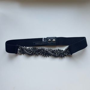 BCBG MAXAZRIA Black Jeweled Waist Belt